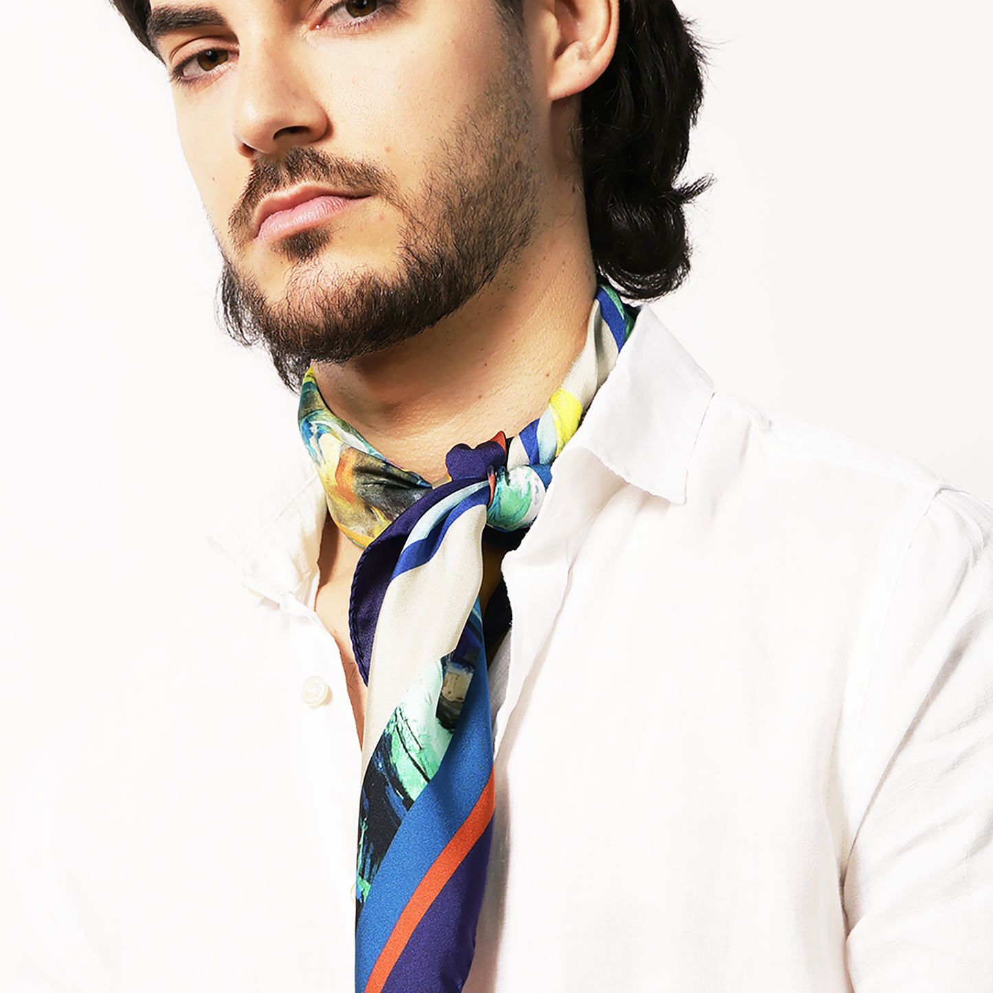 Blue City (Chefchaouen) Triangle Silk Scarf 60