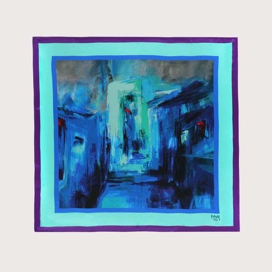 Blue Town Silk Scarf 90