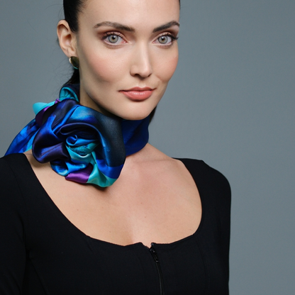 Blue Town Silk Scarf 90