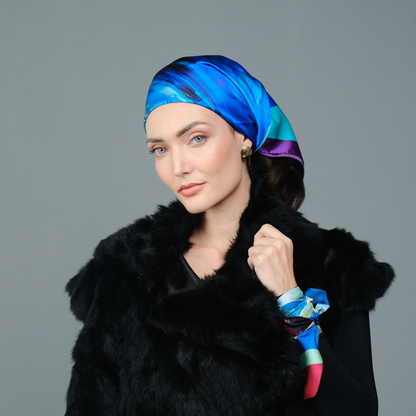 Blue Town Silk Scarf 90